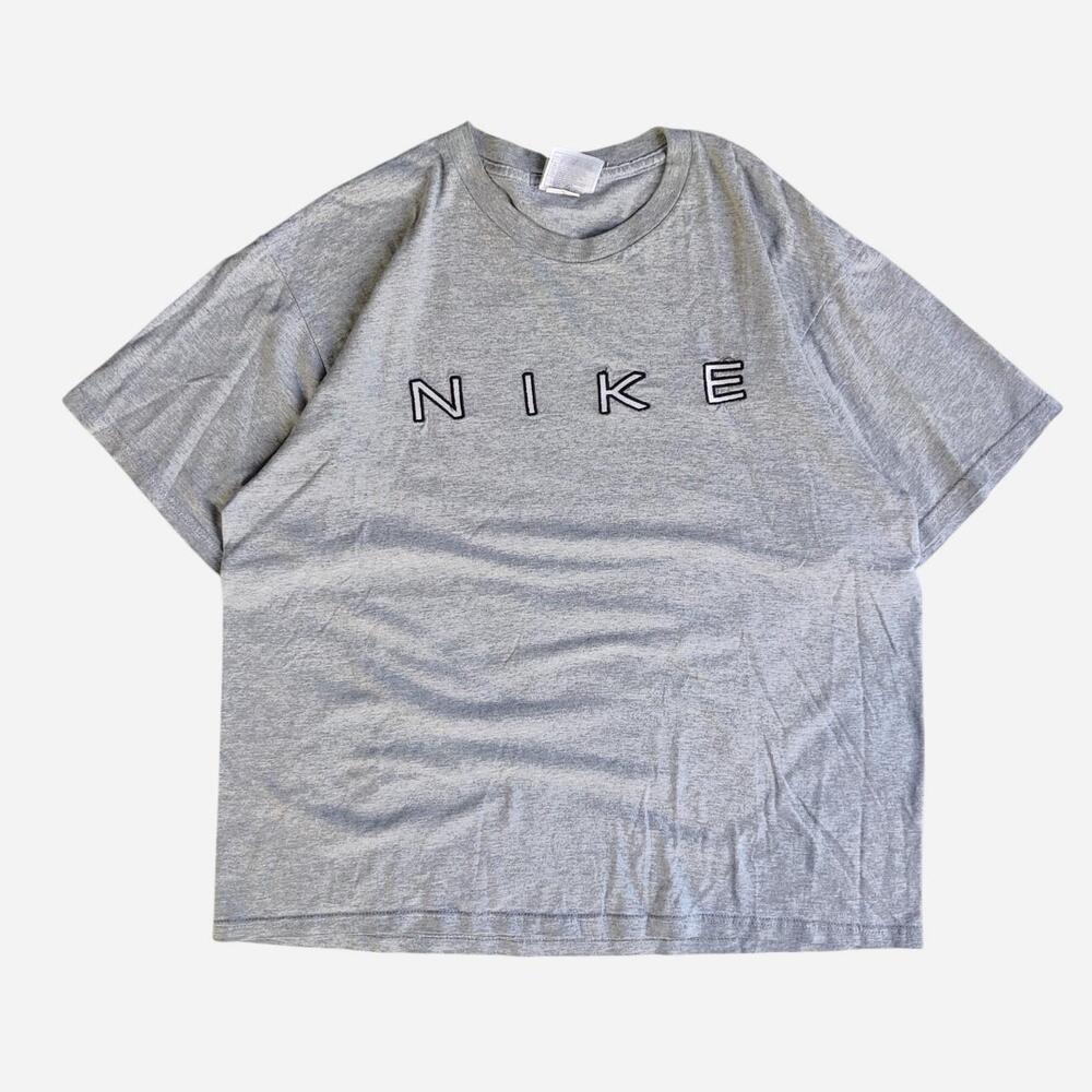 Vintage 90s Gray Nike cotton shorts with black outline logo